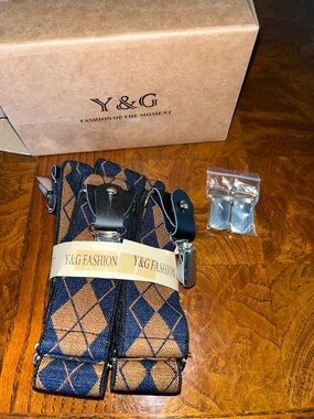 Y & G Fashion of the Moment Suspenders Brown & Navy